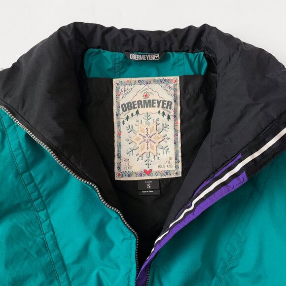 Vintage 90s Obermeyer Scarlett Ski Anorak Winter Jacket Zip Pullover Coat Teal - Picture 7 of 16